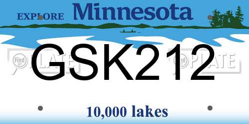 GSK212 Minnesota License Plate