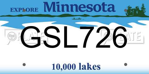 GSL726 Minnesota License Plate