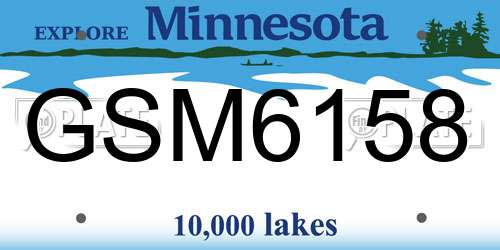 GSM6158 Minnesota License Plate