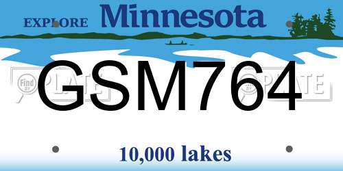 GSM764 Minnesota License Plate