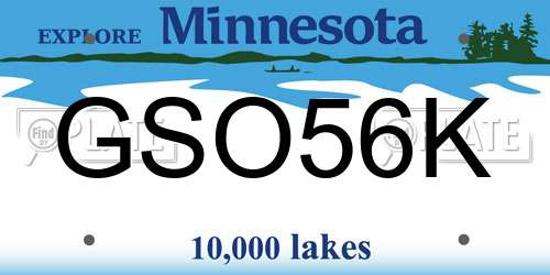 GSO56K Minnesota License Plate