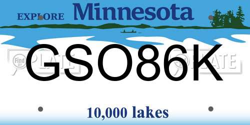 GSO86K Minnesota License Plate