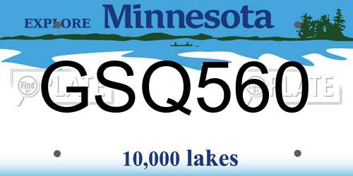 GSQ560 Minnesota License Plate
