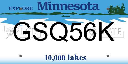 GSQ56K Minnesota License Plate