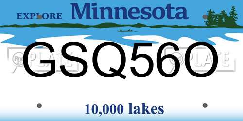 GSQ56O Minnesota License Plate