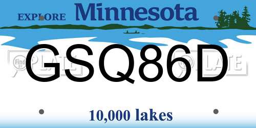 GSQ86D Minnesota License Plate
