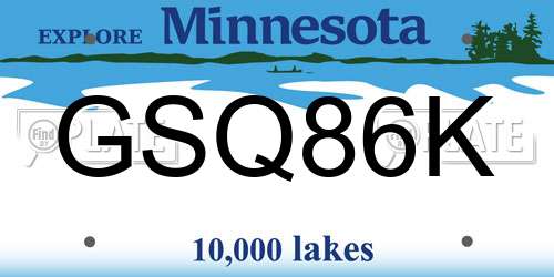 GSQ86K Minnesota License Plate
