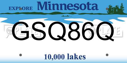 GSQ86Q Minnesota License Plate