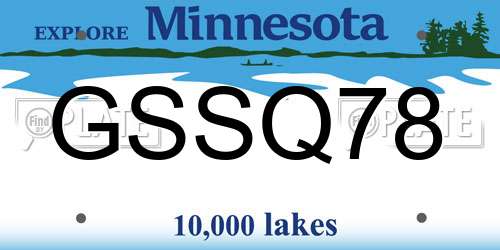 GSSQ78 Minnesota License Plate