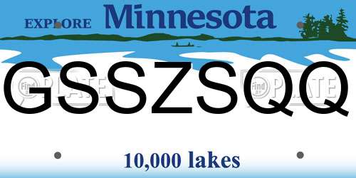 GSSZSQQ Minnesota License Plate