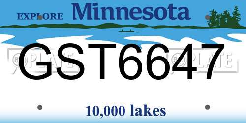 GST6647 Minnesota License Plate