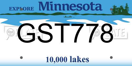GST778 Minnesota License Plate