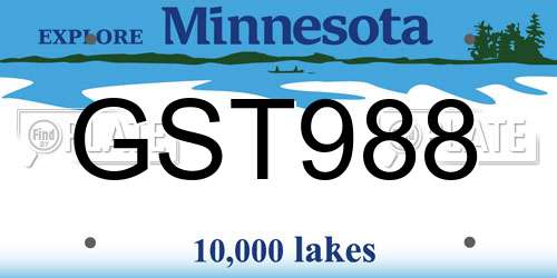 GST988 Minnesota License Plate