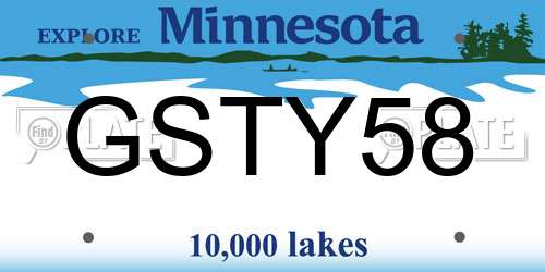 GSTY58 Minnesota License Plate