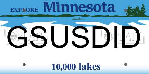 GSUSDID Minnesota License Plate