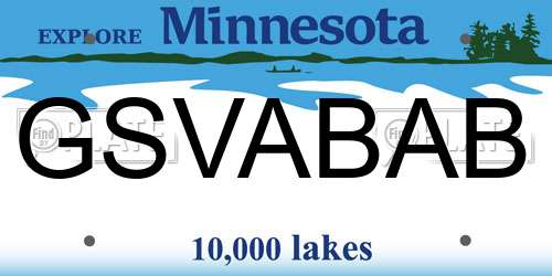 GSVABAB Minnesota License Plate