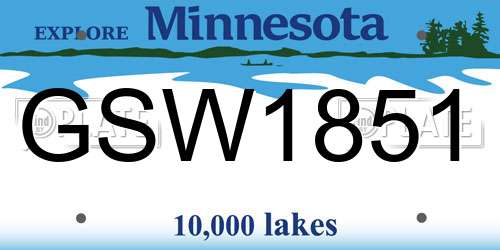 GSW1851 Minnesota License Plate