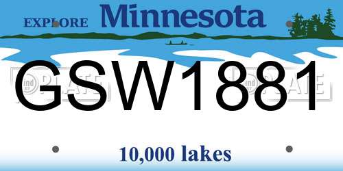GSW1881 Minnesota License Plate