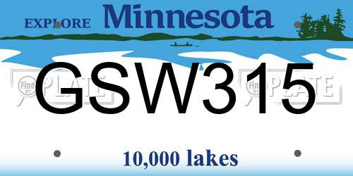 GSW315 Minnesota License Plate