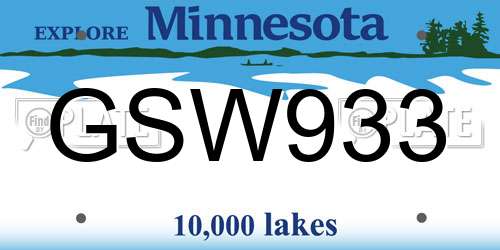 GSW933 Minnesota License Plate