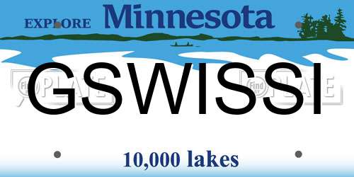 GSWISSI Minnesota License Plate