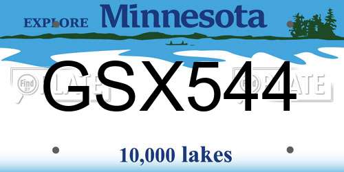 GSX544 Minnesota License Plate
