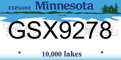 GSX9278 Minnesota License Plate