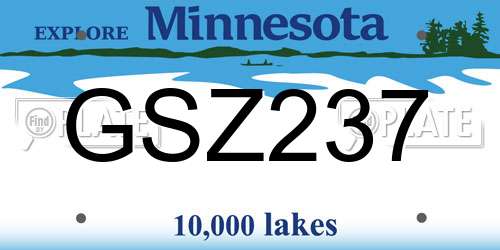 GSZ237 Minnesota License Plate