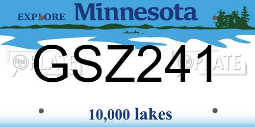 GSZ241 Minnesota License Plate