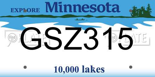GSZ315 Minnesota License Plate