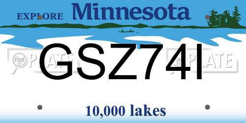 GSZ74I Minnesota License Plate