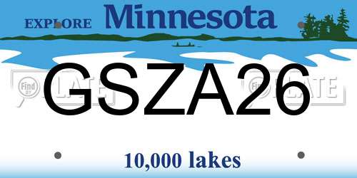GSZA26 Minnesota License Plate