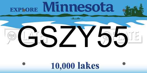 GSZY55 Minnesota License Plate
