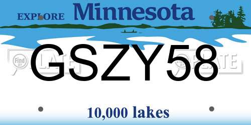 GSZY58 Minnesota License Plate