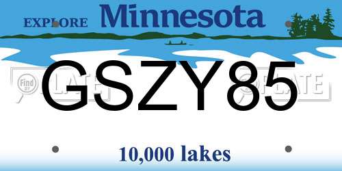 GSZY85 Minnesota License Plate