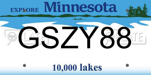 GSZY88 Minnesota License Plate