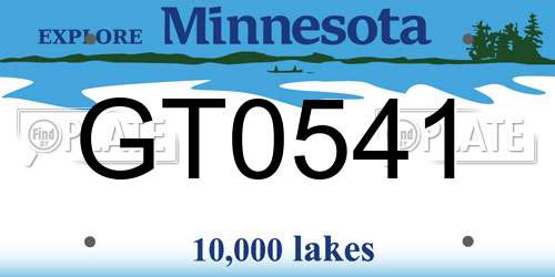 GT0541 Minnesota License Plate