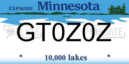 GT0Z0Z Minnesota License Plate