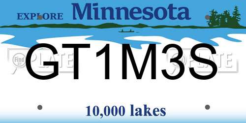 GT1M3S Minnesota License Plate
