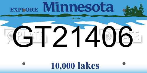 GT21406 Minnesota License Plate