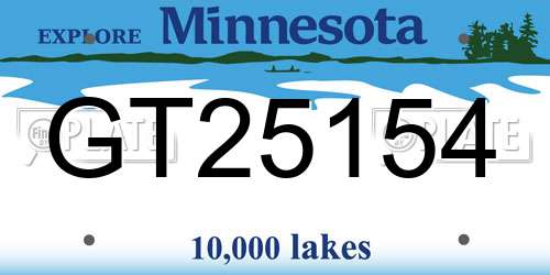 GT25154 Minnesota License Plate