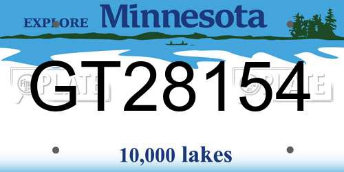 GT28154 Minnesota License Plate