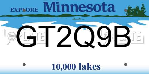 GT2Q9B Minnesota License Plate