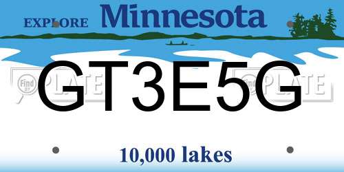 GT3E5G Minnesota License Plate