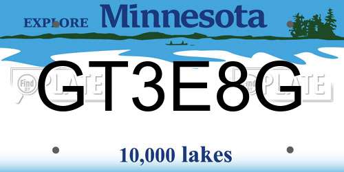GT3E8G Minnesota License Plate