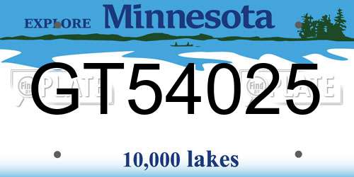 GT54025 Minnesota License Plate