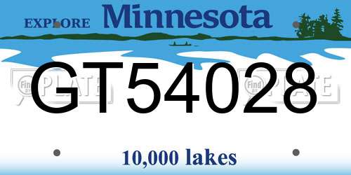 GT54028 Minnesota License Plate