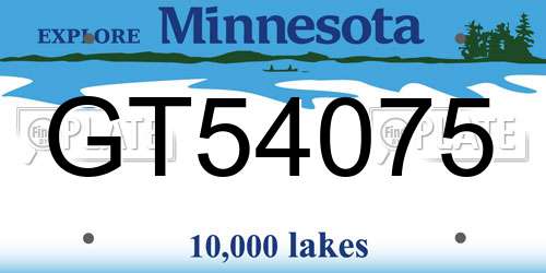 GT54075 Minnesota License Plate