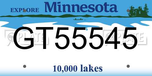 GT55545 Minnesota License Plate