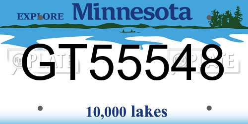 GT55548 Minnesota License Plate